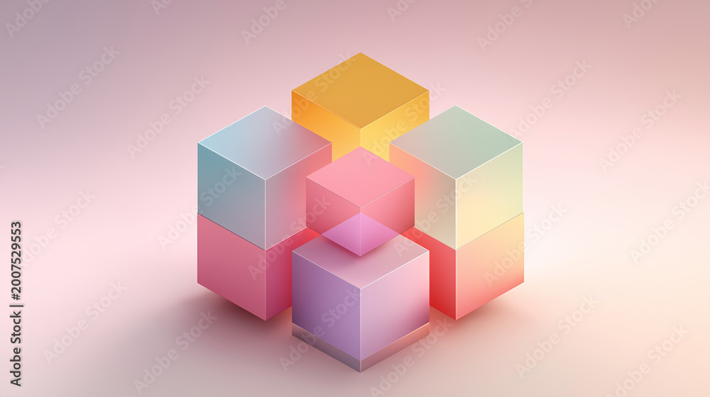 Obraz premium isometric geometric blocks wallpaper, modern 3d abstract structure background