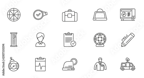 Business Icons Displaying Various Professions and Tools in a Creative Layout