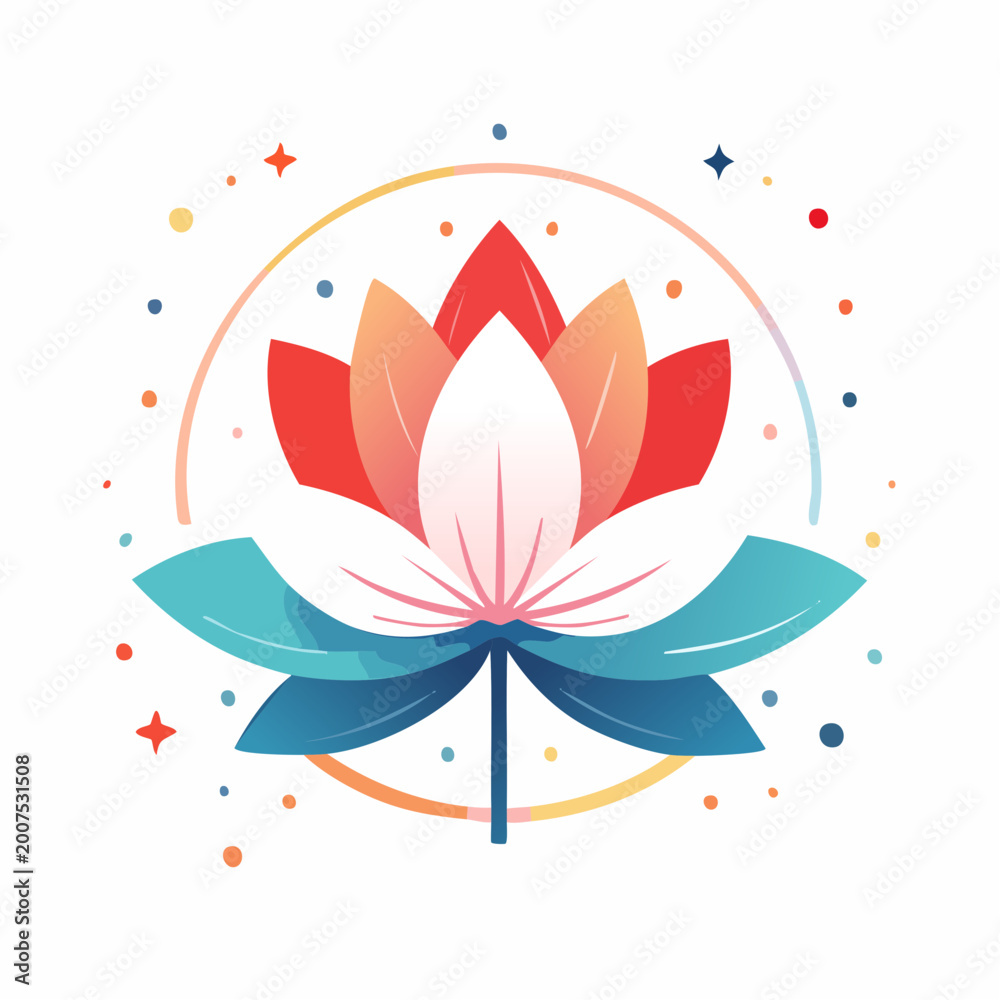 Fototapeta premium Stylized Lotus Flower with Gradient Colors and Sparkles