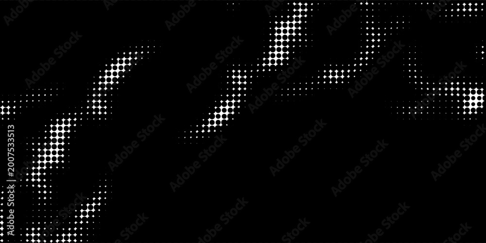 Fototapeta premium Minimalist monochrome halftone pattern with dynamic dot clusters