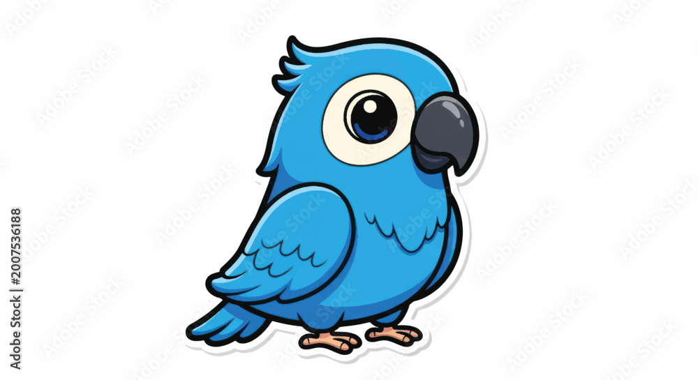 Obraz premium Cute Blue Parrot Cartoon Character.