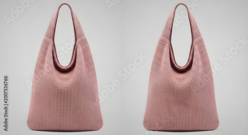 A pair of elegant pink knitted shoulder bags with a textured woven pattern for everyday fashion use.