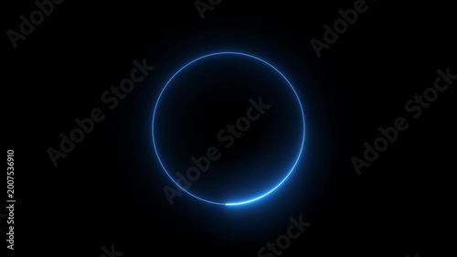 blue circle glow border, alpha channel, seamless loop-4k black background icon animation