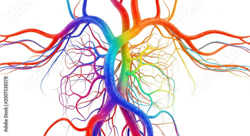 Tableau sur toile Colorful illustration of human blood vessels.