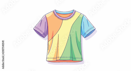 Colorful Abstract T-Shirt Design with Rainbow Pattern.