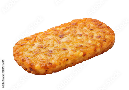 Delicious rectangular golden brown hash brown patty breakfast food isolated on transparent background