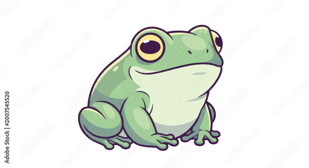 Fototapeta premium Cute Green Frog Illustration.