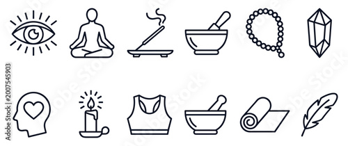 Foto Wellness and spirituality icons set for holistic lifestyle and meditation