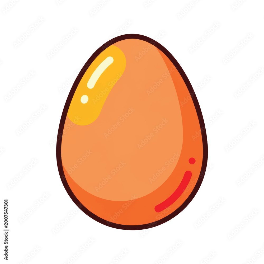 Fototapeta premium Simple brown egg illustration with highlights.