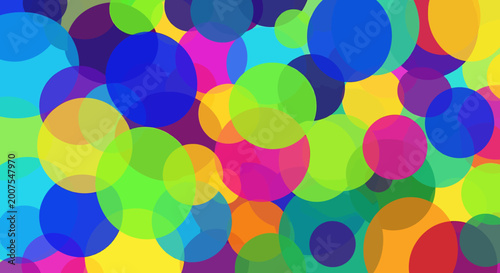 Colorful circles in various sizes.