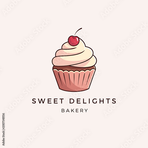 Colorful cupcake with pink frosting.