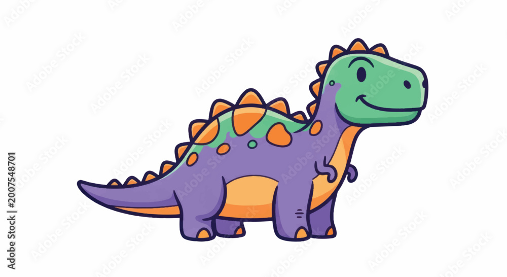 Fototapeta premium Cute Cartoon Dinosaur Illustration.