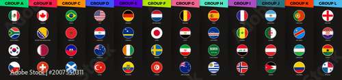 All 48 participating nations of the International Football Tournament arranged in 12 color-coded groups. Free Download All 48 participating nations of the International Football Tournament arranged in 12 color-coded groups. - GFXLoad