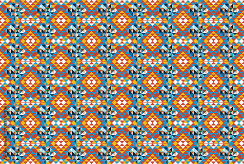 Seamless Textures with ethnic patterns. Navajo geometric abstract print. Decorative decoration with a rustic feel. The design is inspired by Native Americans. Colors are black and white.