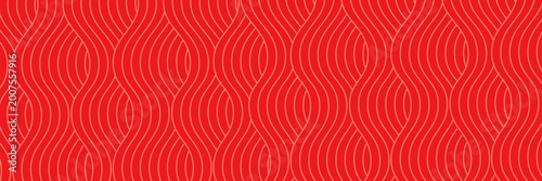 Chinese Wave Seamless Pattern. Vector Red and Gold Japanese Texture. Oriental Circle Geometric Bg Design