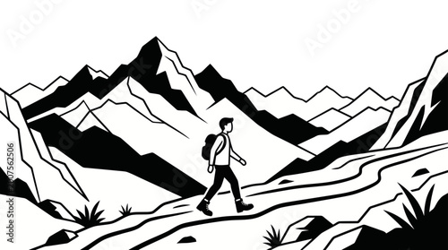 Slika na platnu Man walking on a hiking trail.