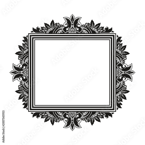 Elegant Floral Border Vector with Baroque Style Scrollwork