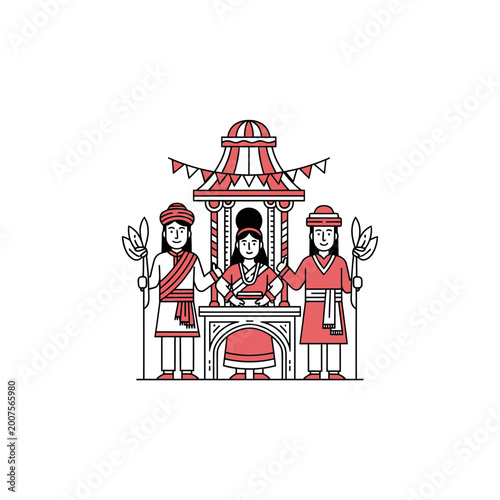Traditional Indian cultural festival celebration vector illustration