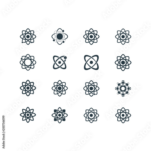 Collection of Minimalist Atom Icons for Science and Education