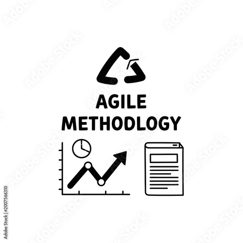 Agile Methodology Business Process Illustration with Progress Chart