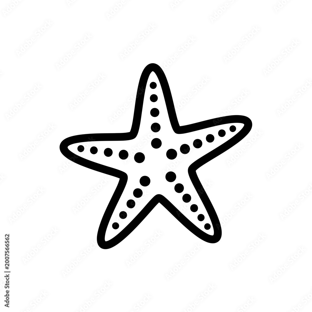 Obraz premium Starfish line art vector icon on white background