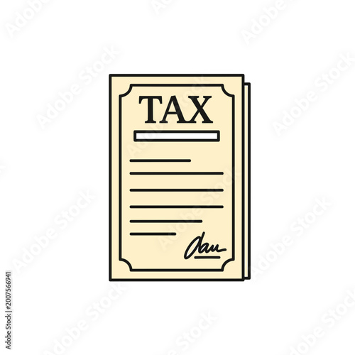 Tax Document and Financial Form Flat Vector Illustration