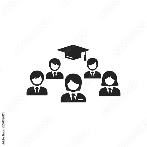 Professional graduation and team education vector icon