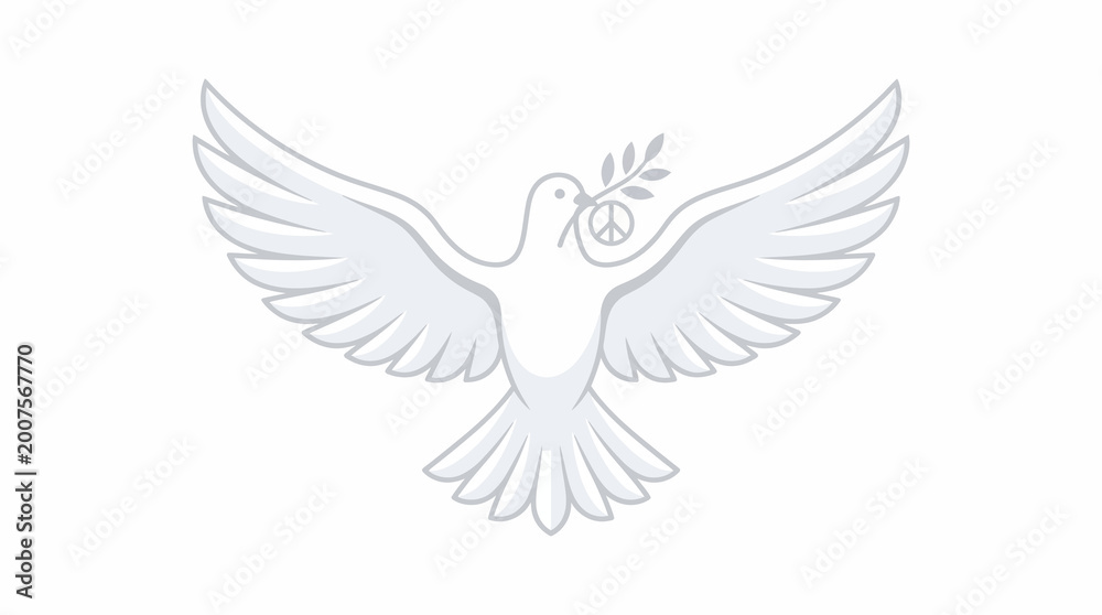 Fototapeta premium White dove with olive branch symbolizing peace and harmony