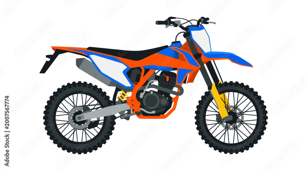 Fototapeta premium Colorful motocross dirt bike illustration with detailed design elements