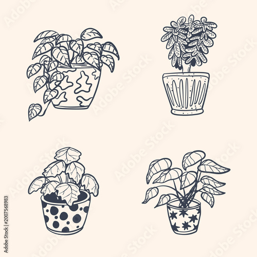 floral hand drawing illustration set, for design, template, icon, logo, mascot, etc