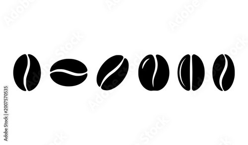 Billede på lærred Coffee bean silhouette icons set black and white vector collection isolated on w