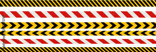 Set of taxi car marking stripes or caution tapes isolated on white background.