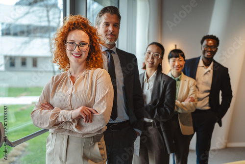 Fotografie Diverse professional business team smiling standing in office