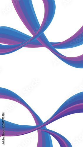Blue Purple Swirling Ribbon Shapes Isolated.