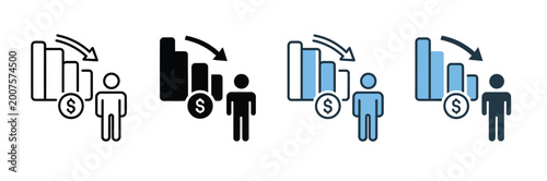 Fotografía Poverty rate icon vector illustration showing multiple styles for economic inequ