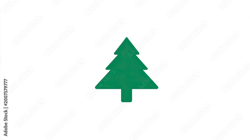 Obraz premium Stylized silhouette of a conical evergreen tree appears centered on a plain white background