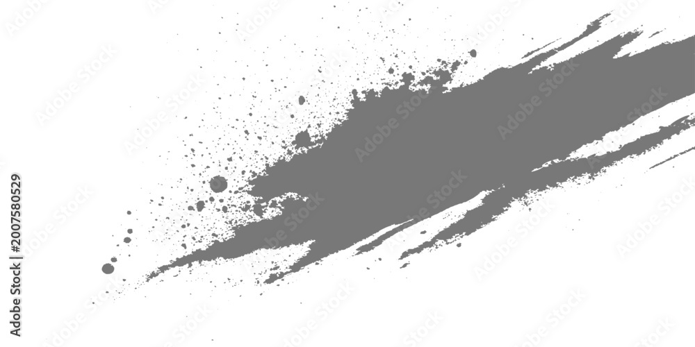 Naklejka premium A minimalist black ink brush stroke sweeping in a smooth arc, with textured edges and fading bristle marks on a clean white texture background vector.
