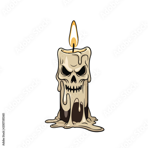 Candle with Skull Wax Melting Down.