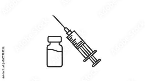 Tablou pe pânză Medical Syringe and Vial Illustration.