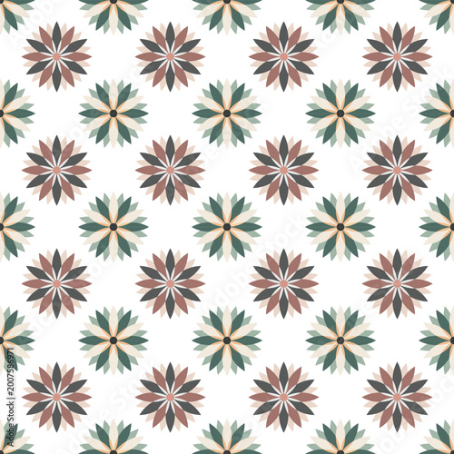 Billede på lærred Floral Geometry: An intricate design of repeating floral pattern with a harmonious blend of colors, creating a visually captivating arrangement