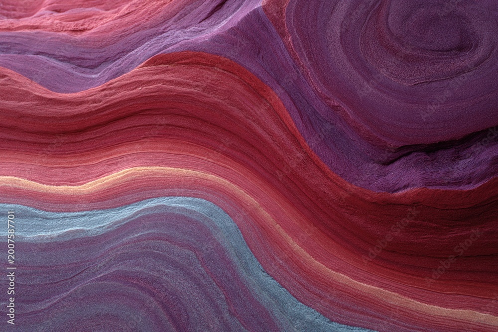 Obraz premium Multicolored sedimentary bands undulating in rock cross section