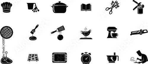 Картината върху платно Cooking silhouette vector icons set