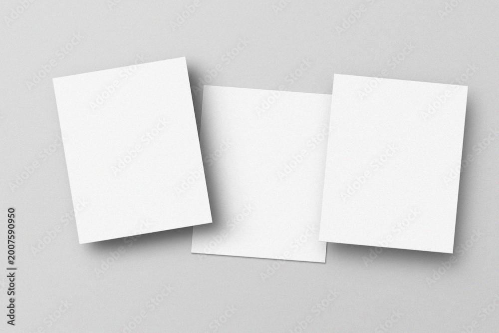 Fototapeta premium Floating Triple Portrait Mockup Perspective View
