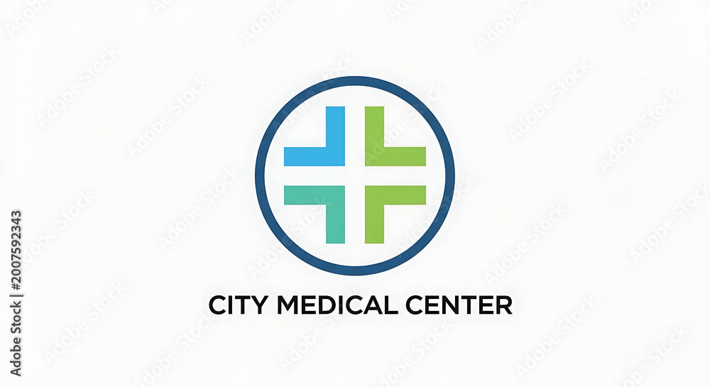 Obraz premium City Medical Center logo with a modern, clean design featuring a stylized cross emblem indicating healthcare services