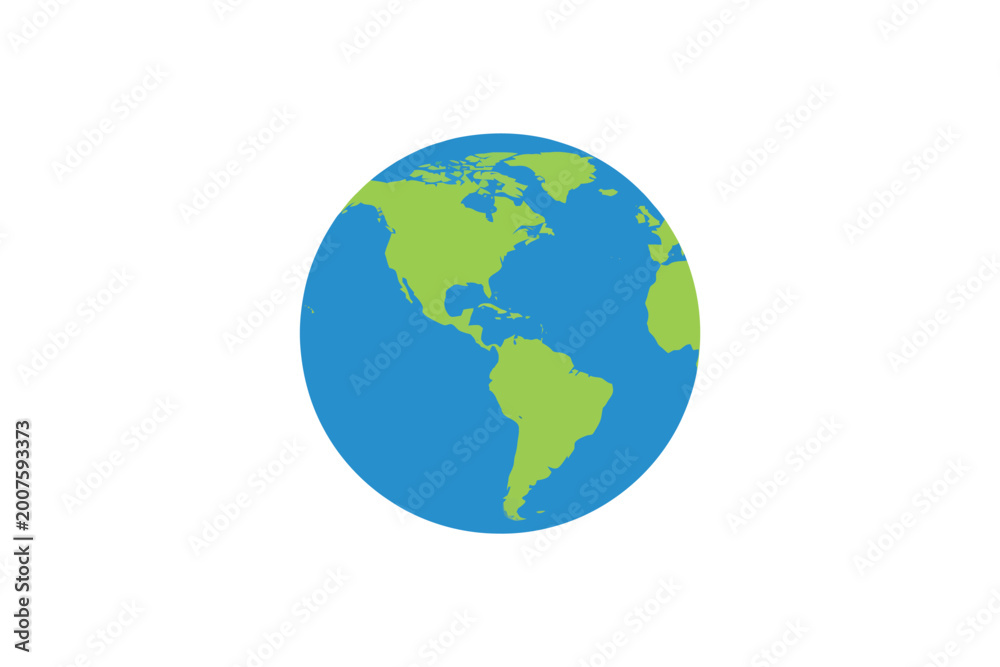 Fototapeta premium Simple stylized two-dimensional globe with continents