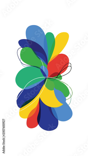 Colorful Abstract Shapes Twirling in Motion.