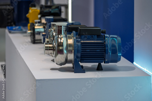 Bild auf Leinwand Close up of industrial water pump equipment on display stand