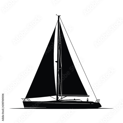 Canvas Print Sailboat on water with large mainsail and jib sail raised