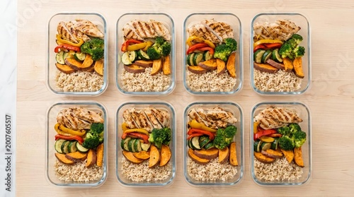 Healthy Meal Prep Containers with Grilled Chicken and Vegetables