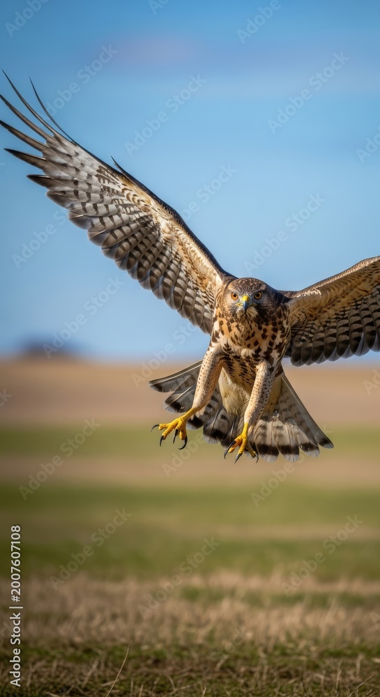 Fototapeta premium Fierce Hawk Diving in Flight With Extended Talons